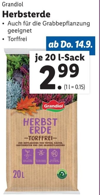 Lidl Grandiol Herbsterde je 20 l-Sack Angebot