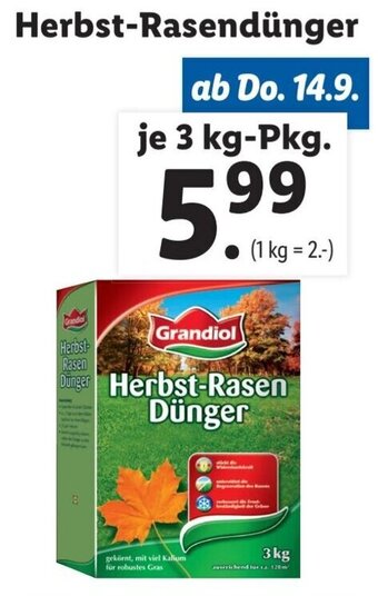 Lidl Herbst-Rasendünger je 3 kg-Pkg. Angebot