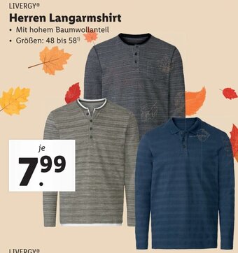 Lidl LIVERGY Herren Langarmshirt Angebot