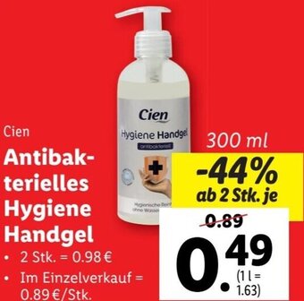 Lidl Cien Cien Antibak- terielles Hygiene Handgel 300 ml Angebot