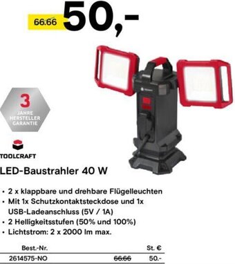 Conrad TOOLCRAFT LED-Baustrahler 40 W Angebot