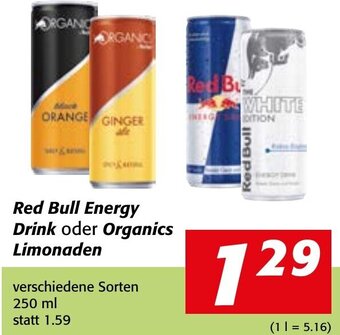 Strasser Markt Red Bull Energy Drink oder Organics Limonaden 250 ml Angebot