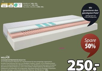 JYSK WELLPUR SCHAUMSTOFFMATRATZE GOLD F110 Angebot