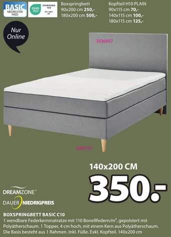 JYSK BOXSPRINGBETT BASIC C10 140x200 cm Angebot