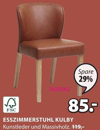 JYSK ESSZIMMERSTUHL KULBY Kunstleder und Massivholz. Angebot
