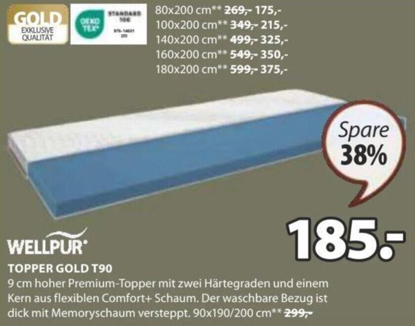 TOPPER GOLD T90 Angebot bei JYSK