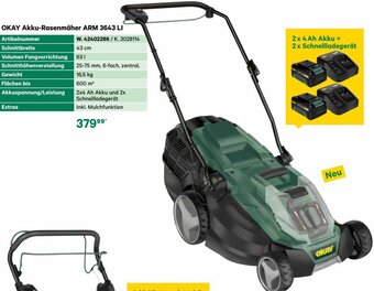 BayWa OKAY Akku-Rasenmäher ARM 3643 LI Angebot