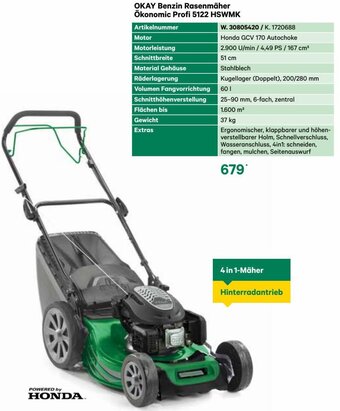 BayWa OKAY Benzin Rasenmäher Ökonomic Profi 5122 HSWMK Angebot