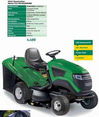 BayWa OKAY Rasentraktor Master-Cut 102-20/200HMK Angebot