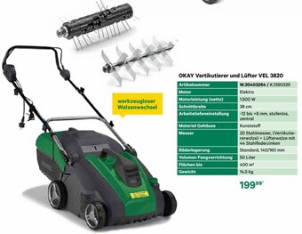 BayWa OKAY Vertikutierer und Lüfter VEL 3820 Angebot
