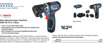 Conrad BOSCH Akku-Bohrschrauber FlexiClick GSR 12V-15 in L-Boxx Angebot