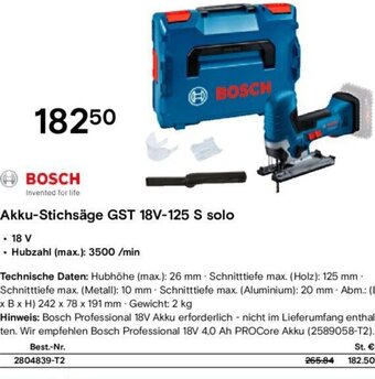 Conrad BOSCH Akku-Stichsäge GST 18V-125 S solo Angebot