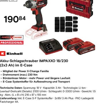 Conrad Einhell Akku-Schlagschrauber IMPAXXO 18/230 Angebot