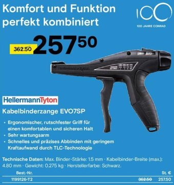 Conrad HellermannTyton Kabelbinderzange EVO7SP Angebot