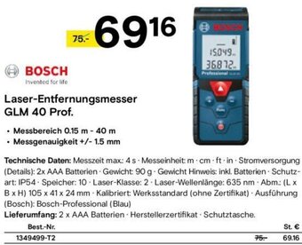 Conrad BOSCH Laser-Entfernungsmesser GLM 40 Prof. Angebot