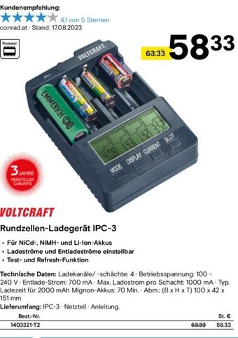 Conrad Rundzellen-Ladegerät IPC-3 Angebot