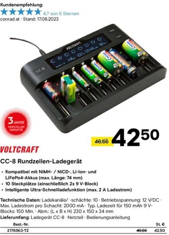 Conrad VOLTCRAFT CC-8 Rundzellen-Ladegerät Angebot