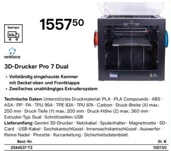 Conrad 3D-Drucker Pro 7 Dual Angebot