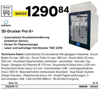 Conrad 3D-Drucker Pro 6+ Angebot