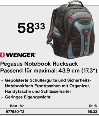 Conrad WENGER Pegasus Notebook Rucksack Angebot