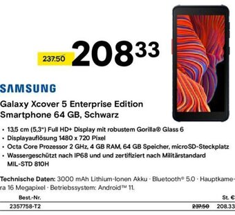 Conrad SAMSUNG Galaxy Xcover 5 Enterprise Edition Smartphone 64 GB, Schwarz Angebot
