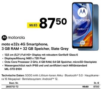 Conrad motorola moto e32s 4G Smartphone, 3 GB RAM + 32 GB Speicher, Slate Grey Angebot