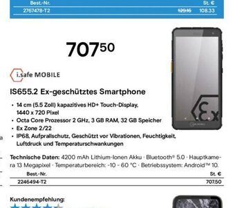 Conrad IS655.2 Ex-geschütztes Smartphone Angebot