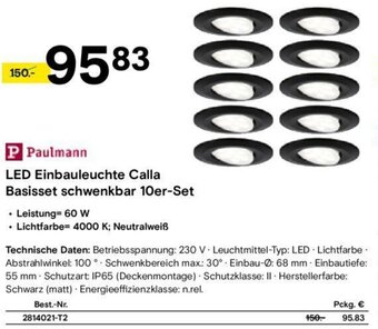 Conrad P Paulmann LED Einbauleuchte Calla Basisset schwenkbar 10er-Set Angebot