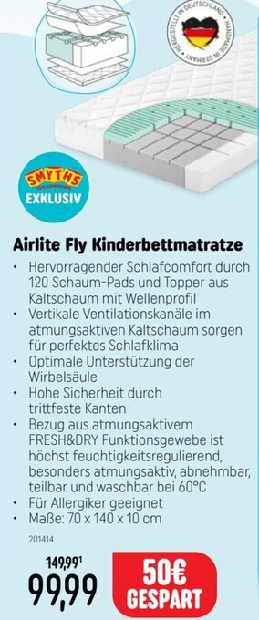 Smyths Toys Airlite Fly Kinderbettmatratze Angebot
