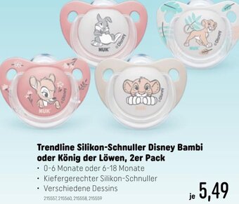Smyths Toys Trendline Silikon-Schnuller Disney Bambi oder König der Löwen, 2er Pack Angebot