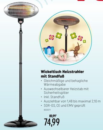 Wickeltisch Heizstrahler mit Standfuß