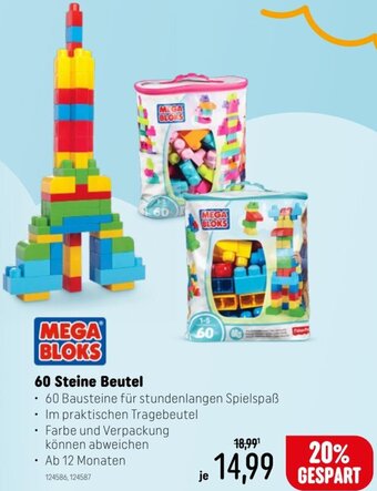 Smyths Toys MEGA BLOKS 60 Steine Beutel Angebot