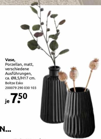 Rutar Vase, Porzellan, matt, verschiedene Ausführungen, ca. Ø8,5/H17 cm. Boltze Esko Angebot
