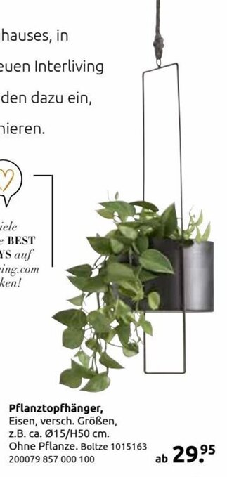 Rutar Pflanztopfhänger, Eisen, versch. Größen, z.B. ca. Ø15/H50 cm. Angebot