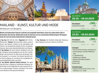 Gruber Reisen MAILAND - KUNST, KULTUR UND MODE BUSREISE Angebot