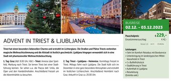 Gruber Reisen ADVENT IN TRIEST & LJUBLJANA BUSREISE Angebot