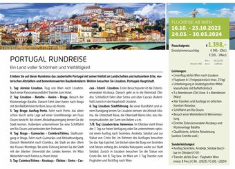 Gruber Reisen PORTUGAL RUNDREISE FLUGREISE AB WIEN Angebot
