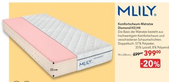 Matratzen Concord MLILY. Komfortschaum-Matratze Diamond H3 H4 90 x 200 cm Angebot