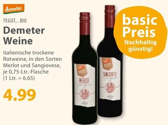 Basic TEGUT... BIO Demeter Weine 0,75 Liter Angebot