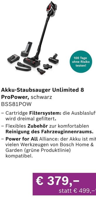 Bosch Professional Akku-Staubsauger Unlimited 8 ProPower, schwarz BSS81POW Angebot