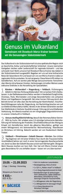 Bacher Reisen Genuss im Vulkanland Angebot