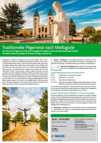 Bacher Reisen Traditionelle Pilgerreise nach Međugorje Angebot