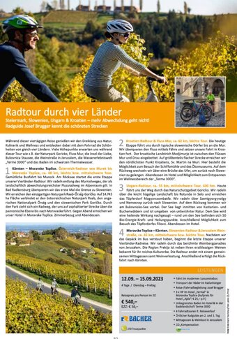 Bacher Reisen Radtour durch vier Länder Angebot