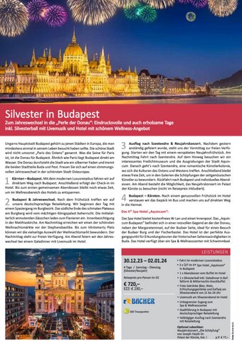 Bacher Reisen Silvester in Budapest Angebot