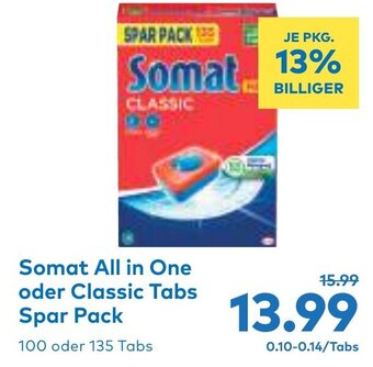 T&G Somat All in One oder Classic Tabs Spar Pack 100 oder 135 Tabs Angebot