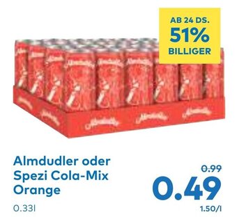 T&G Almdudler oder Spezi Cola-Mix Orange 0.33L Angebot