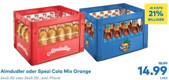 T&G Almdudler oder Spezi Cola Mix Orange 24x0.35L Angebot