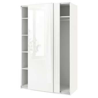 IKEA Pax / hasvik kleiderschrank, weiß/hochglanz/weiß, 150x66x236 cm Angebot