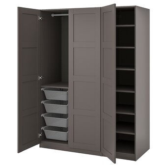 IKEA Pax / bergsbo kleiderschrank, dunkelgrau/dunkelgrau, 150x60x201 cm Angebot