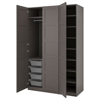 IKEA Pax / bergsbo kleiderschrank, dunkelgrau/dunkelgrau, 150x60x236 cm Angebot